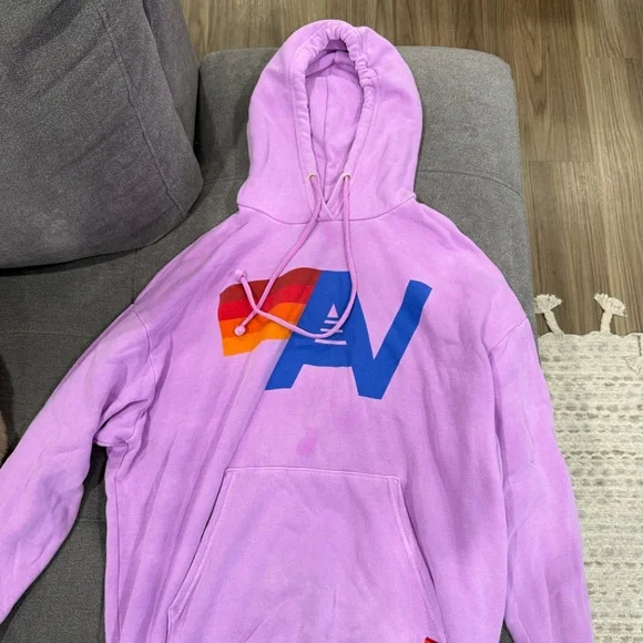 Aviator Nation LOGO PULLOVER RELAXED HOODIE - NEON PURPLE - Picture 4 of 4